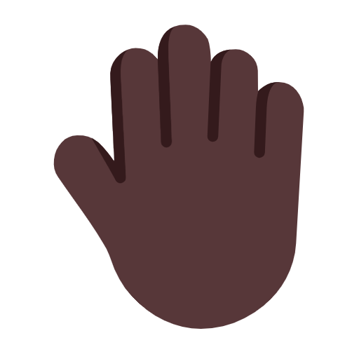 Raised Back Of Hand: Dark Skin Tone on Microsoft Fluent