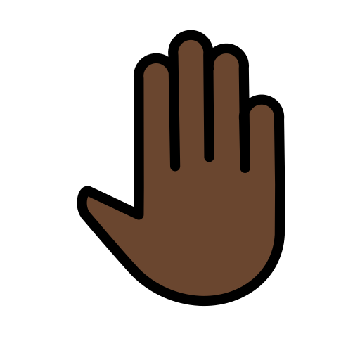 Raised Back Of Hand: Dark Skin Tone on OpenMoji