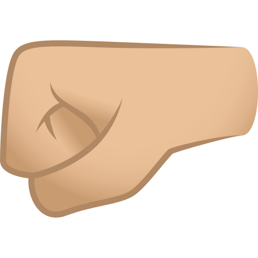 Left-facing Fist: Medium-Light Skin Tone on JoyPixels