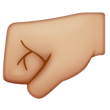Left-facing Fist: Medium-Light Skin Tone on WhatsApp