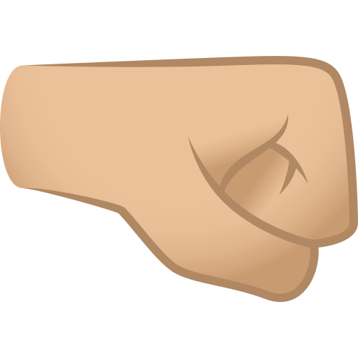 Right-facing Fist: Medium-Light Skin Tone on JoyPixels