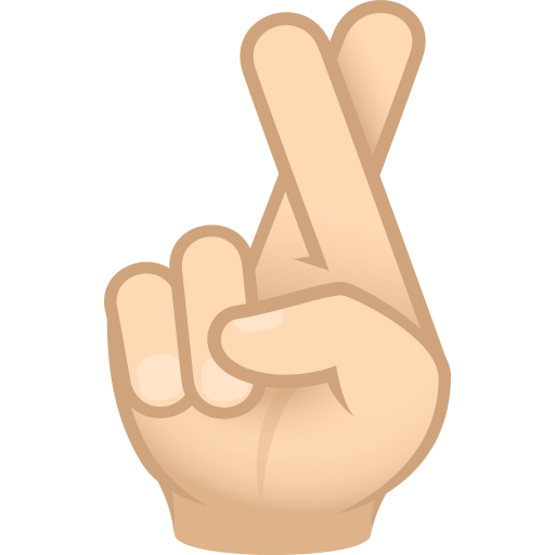 Hand With Index And Middle Fingers Crossed: Light Skin Tone on JoyPixels