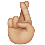 Hand With Index And Middle Fingers Crossed: Medium-Light Skin Tone on WhatsApp