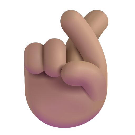 Hand With Index And Middle Fingers Crossed: Medium Skin Tone on Microsoft 3D
