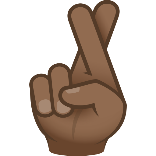 Hand With Index And Middle Fingers Crossed: Medium-Dark Skin Tone on JoyPixels