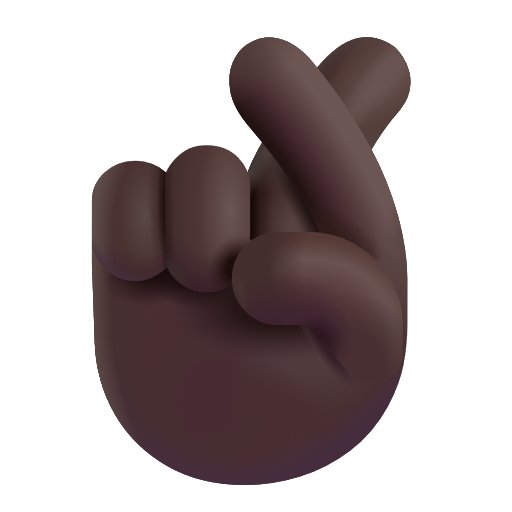 Hand With Index And Middle Fingers Crossed: Dark Skin Tone on Microsoft 3D