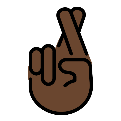 Hand With Index And Middle Fingers Crossed: Dark Skin Tone on OpenMoji