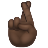 Hand With Index And Middle Fingers Crossed: Dark Skin Tone on WhatsApp