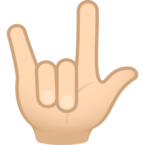 I Love You Hand Sign: Light Skin Tone on JoyPixels