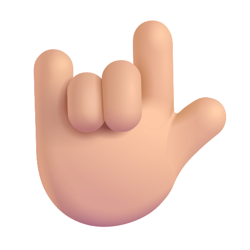 I Love You Hand Sign: Medium-Light Skin Tone on Microsoft 3D