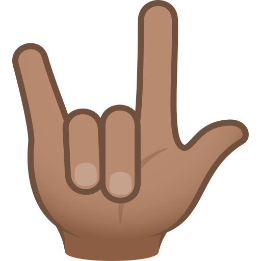 I Love You Hand Sign: Medium Skin Tone on JoyPixels