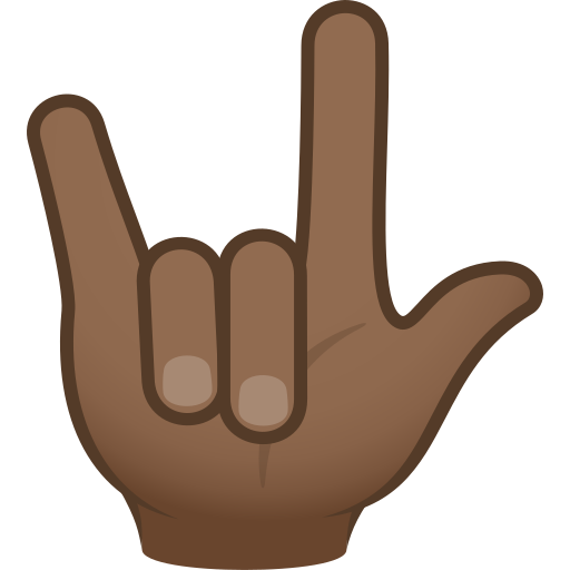 I Love You Hand Sign: Medium-Dark Skin Tone on JoyPixels