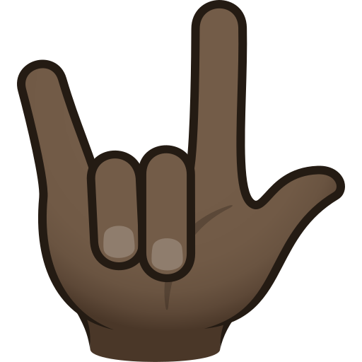 I Love You Hand Sign: Dark Skin Tone on JoyPixels