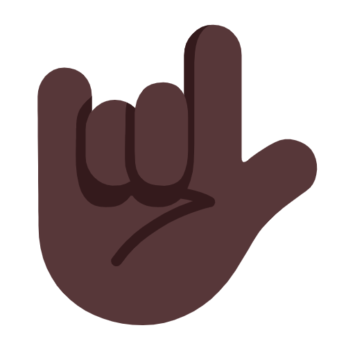 I Love You Hand Sign: Dark Skin Tone on Microsoft Fluent