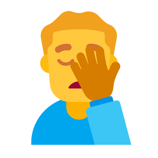 Man Facepalming on Microsoft Fluent