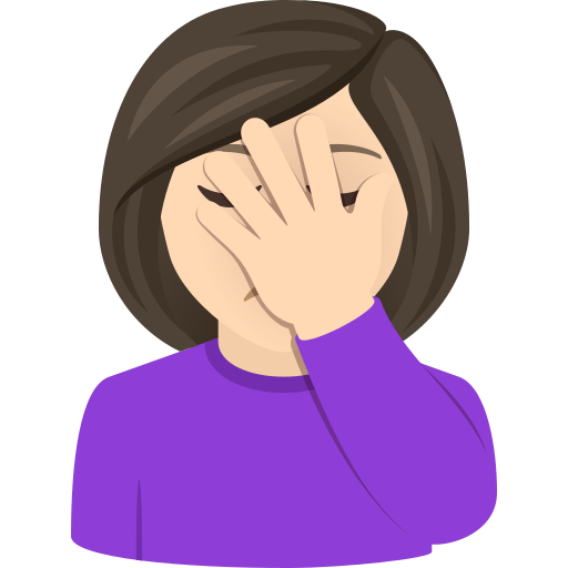 Woman Facepalming: Light Skin Tone on JoyPixels