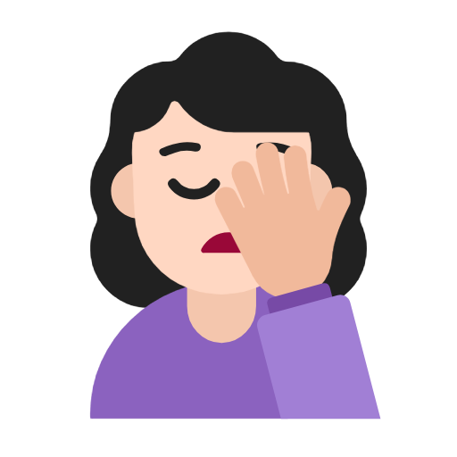 Woman Facepalming: Light Skin Tone on Microsoft Fluent