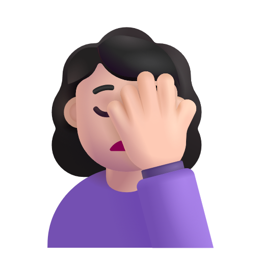 Woman Facepalming: Light Skin Tone on Microsoft 3D