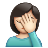 Woman Facepalming: Light Skin Tone on WhatsApp