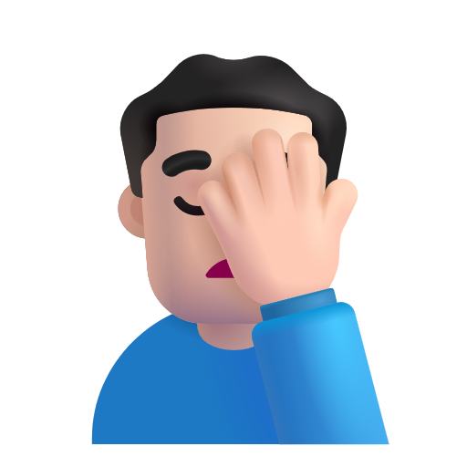 Man Facepalming: Light Skin Tone on Microsoft 3D