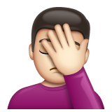 Man Facepalming: Light Skin Tone on WhatsApp