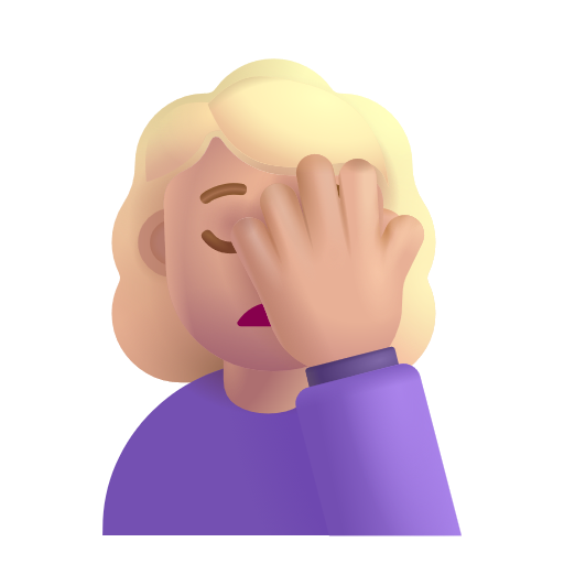 Woman Facepalming: Medium-Light Skin Tone on Microsoft 3D