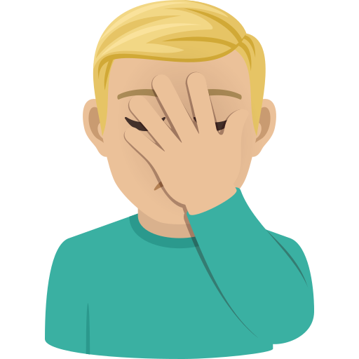 Man Facepalming: Medium-Light Skin Tone on JoyPixels