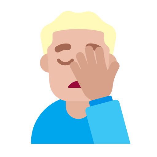 Man Facepalming: Medium-Light Skin Tone on Microsoft Fluent