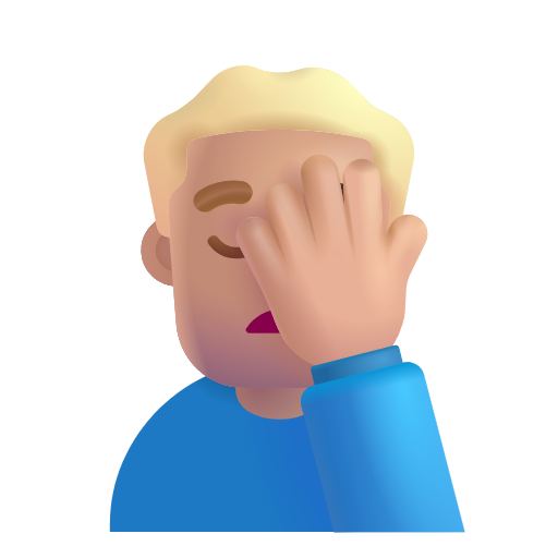 Man Facepalming: Medium-Light Skin Tone on Microsoft 3D