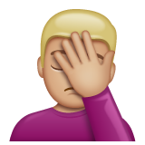 Man Facepalming: Medium-Light Skin Tone on WhatsApp