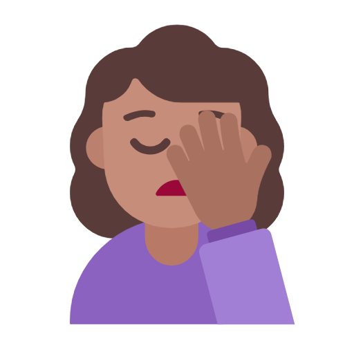 Woman Facepalming: Medium Skin Tone on Microsoft Fluent