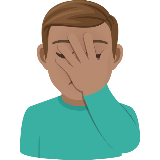 Man Facepalming: Medium Skin Tone on JoyPixels