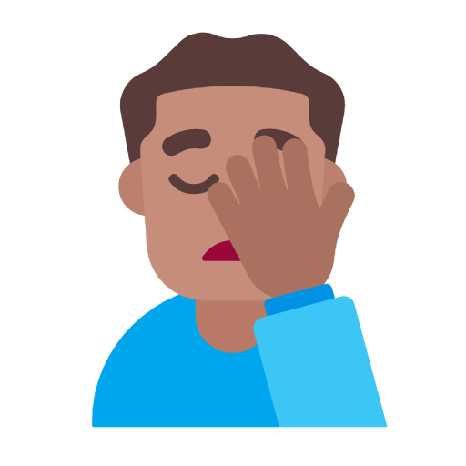Man Facepalming: Medium Skin Tone on Microsoft Fluent