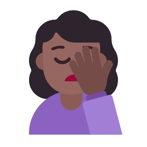 Woman Facepalming: Medium-Dark Skin Tone on Microsoft Fluent