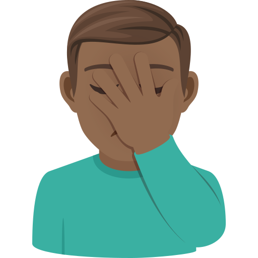 Man Facepalming: Medium-Dark Skin Tone on JoyPixels