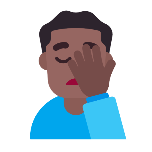 Man Facepalming: Medium-Dark Skin Tone on Microsoft Fluent