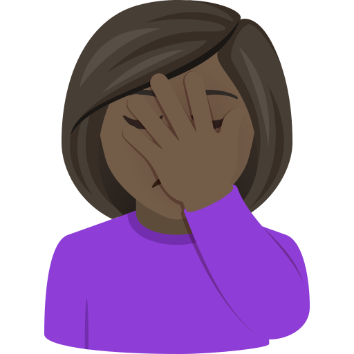 Woman Facepalming: Dark Skin Tone on JoyPixels