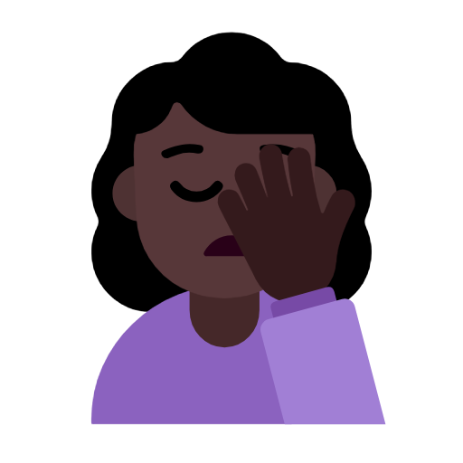 Woman Facepalming: Dark Skin Tone on Microsoft Fluent