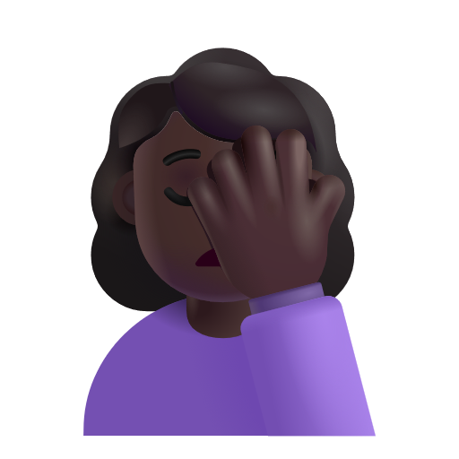 Woman Facepalming: Dark Skin Tone on Microsoft 3D