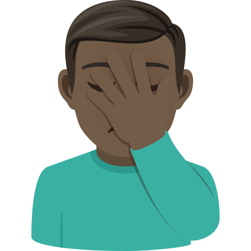 Man Facepalming: Dark Skin Tone on JoyPixels
