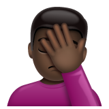 Man Facepalming: Dark Skin Tone on WhatsApp