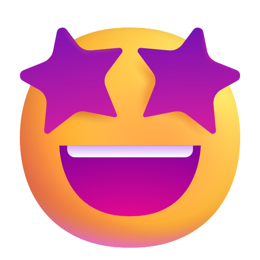 Grinning Face With Star Eyes on Microsoft 3D