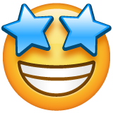 Grinning Face With Star Eyes on WhatsApp