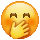 Smiling Face With Smiling Eyes And Hand Covering Mouth on WhatsApp