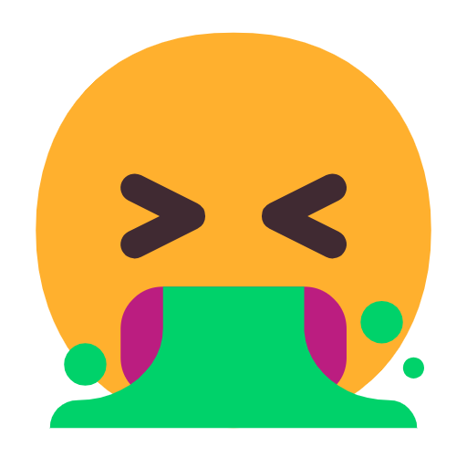 Face With Open Mouth Vomiting on Microsoft Fluent
