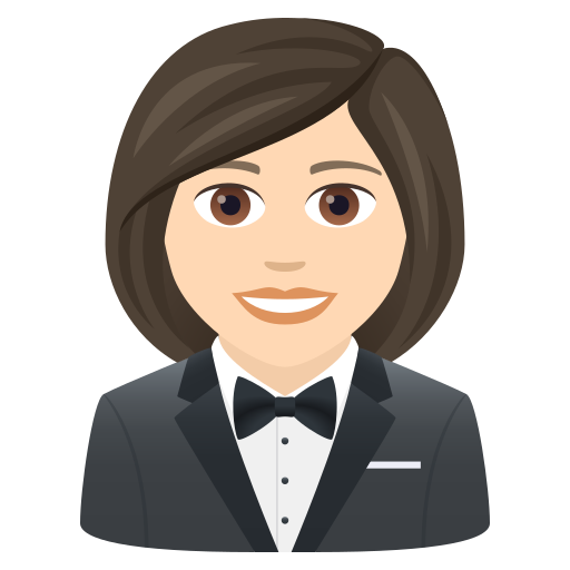 Woman In Tuxedo: Light Skin Tone on JoyPixels