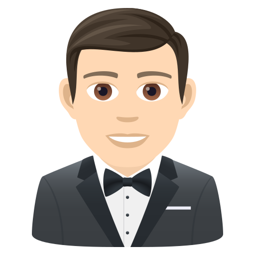 Man In Tuxedo: Light Skin Tone on JoyPixels
