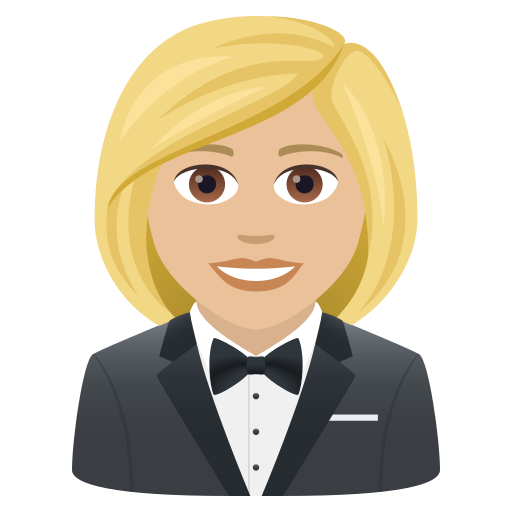 Woman In Tuxedo: Medium-Light Skin Tone on JoyPixels