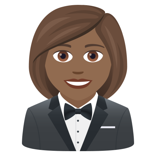 Woman In Tuxedo: Medium-Dark Skin Tone on JoyPixels