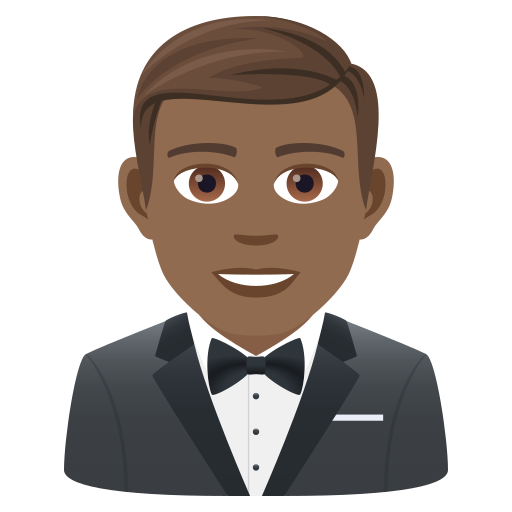 Man In Tuxedo: Medium-Dark Skin Tone on JoyPixels